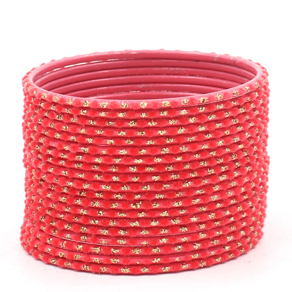 Set of 24 Velvet Bangles with Golden Boond by Leshya - Image 3