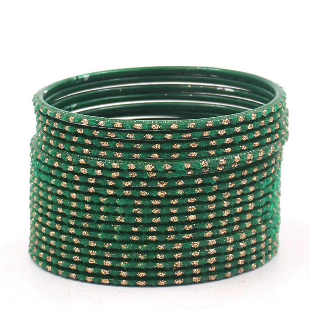 Set of 24 Velvet Bangles with Golden Boond by Leshya - Image 5