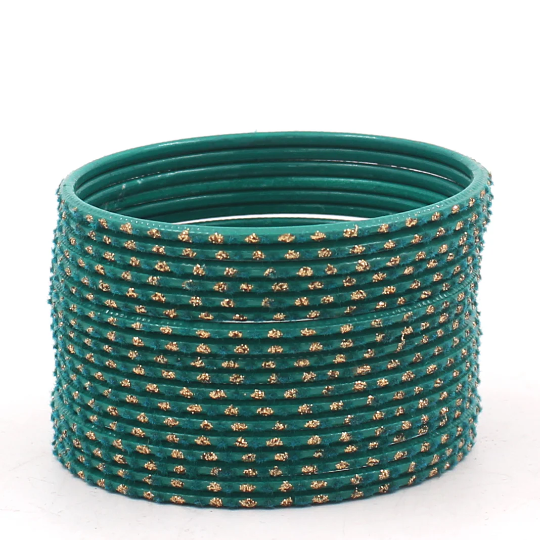 Set of 24 Velvet Bangles with Golden Boond by Leshya - Image 6