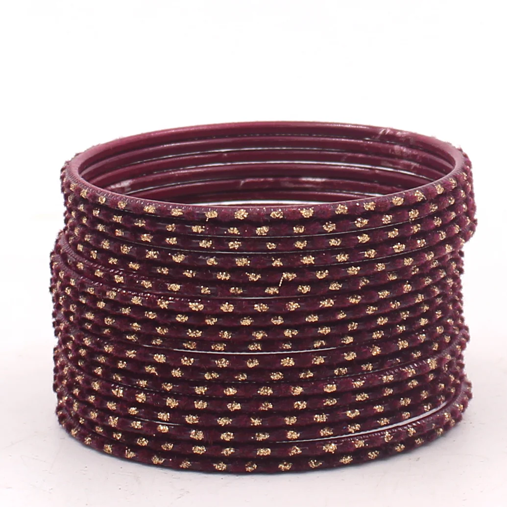 Set of 24 Velvet Bangles with Golden Boond by Leshya - Image 7
