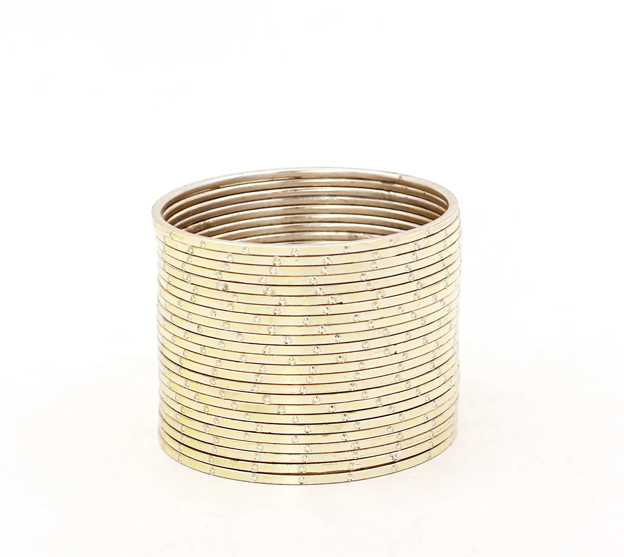 Set of 24 with Self Round Dot Design Metal Bangles by Leshya - Image 3