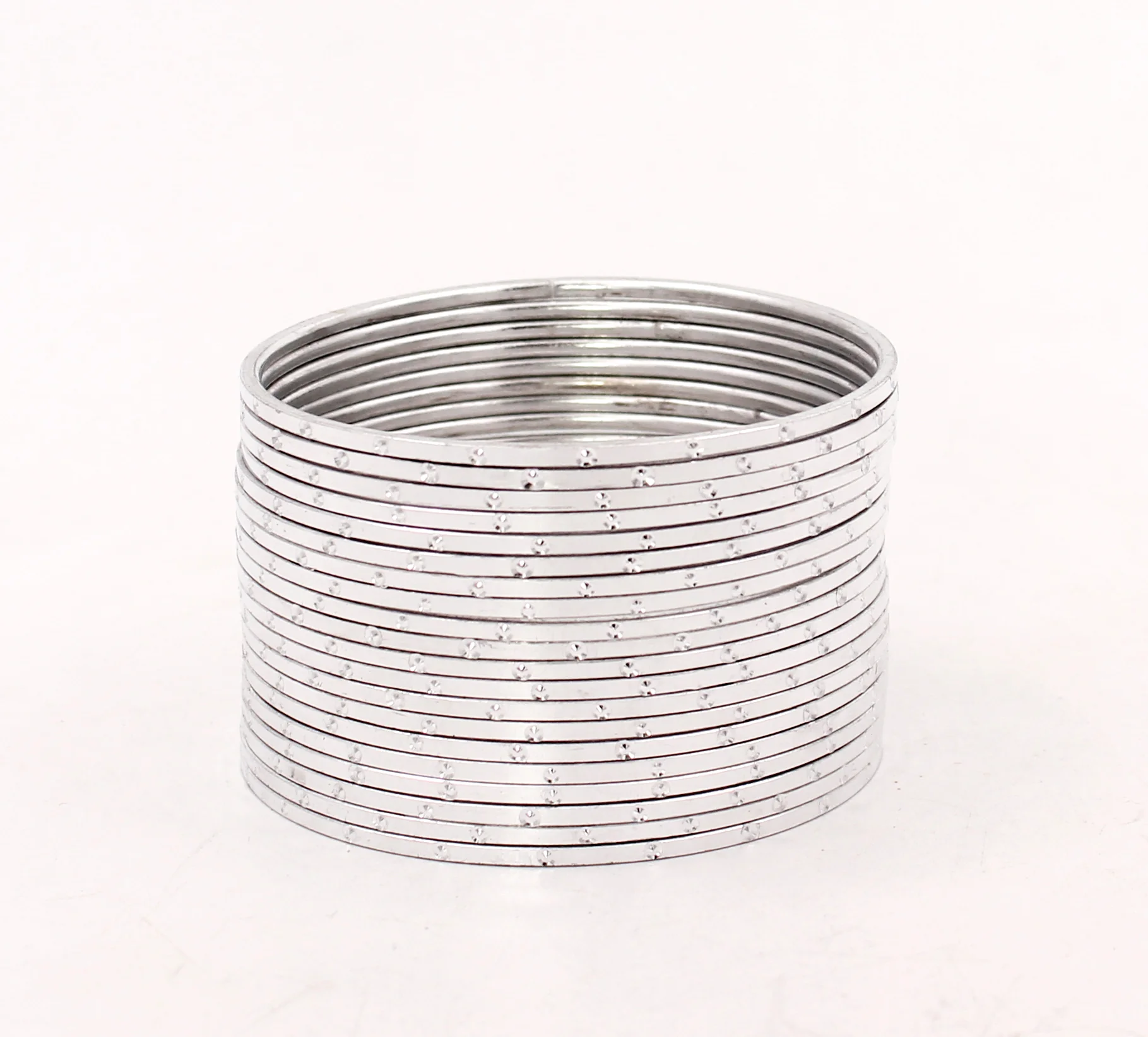 Set of 24 with Self Round Dot Design Metal Bangles by Leshya - Image 4