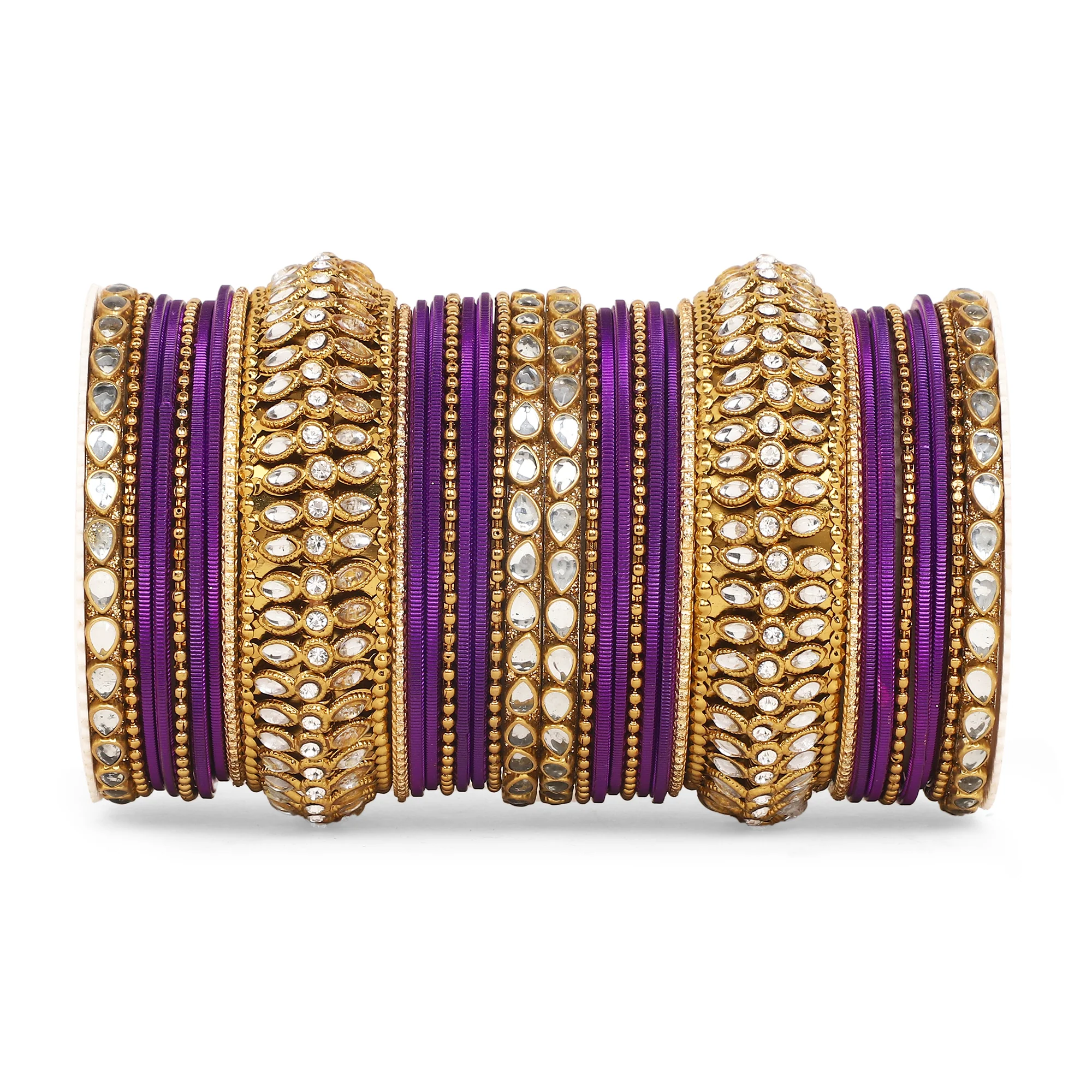 Set of 34 Shining Kundan bangle set by Leshya - Image 10