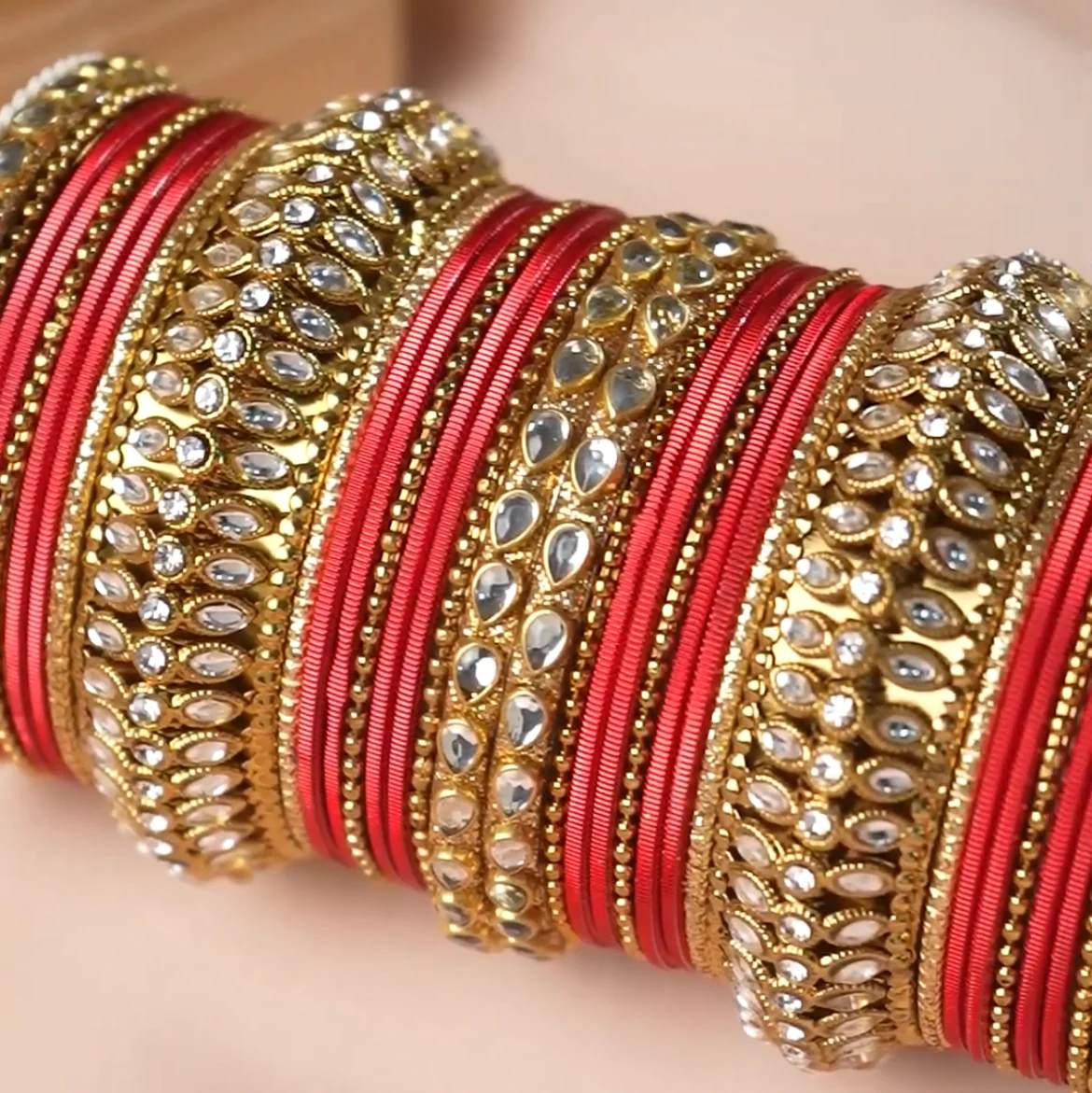 Set of 34 Shining Kundan bangle set by Leshya - Image 2