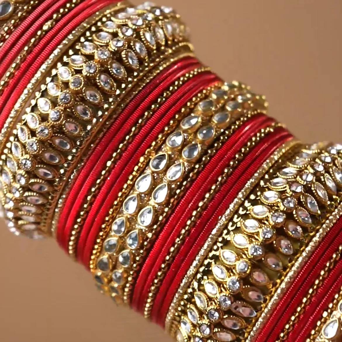 Set of 34 Shining Kundan bangle set by Leshya - Image 3