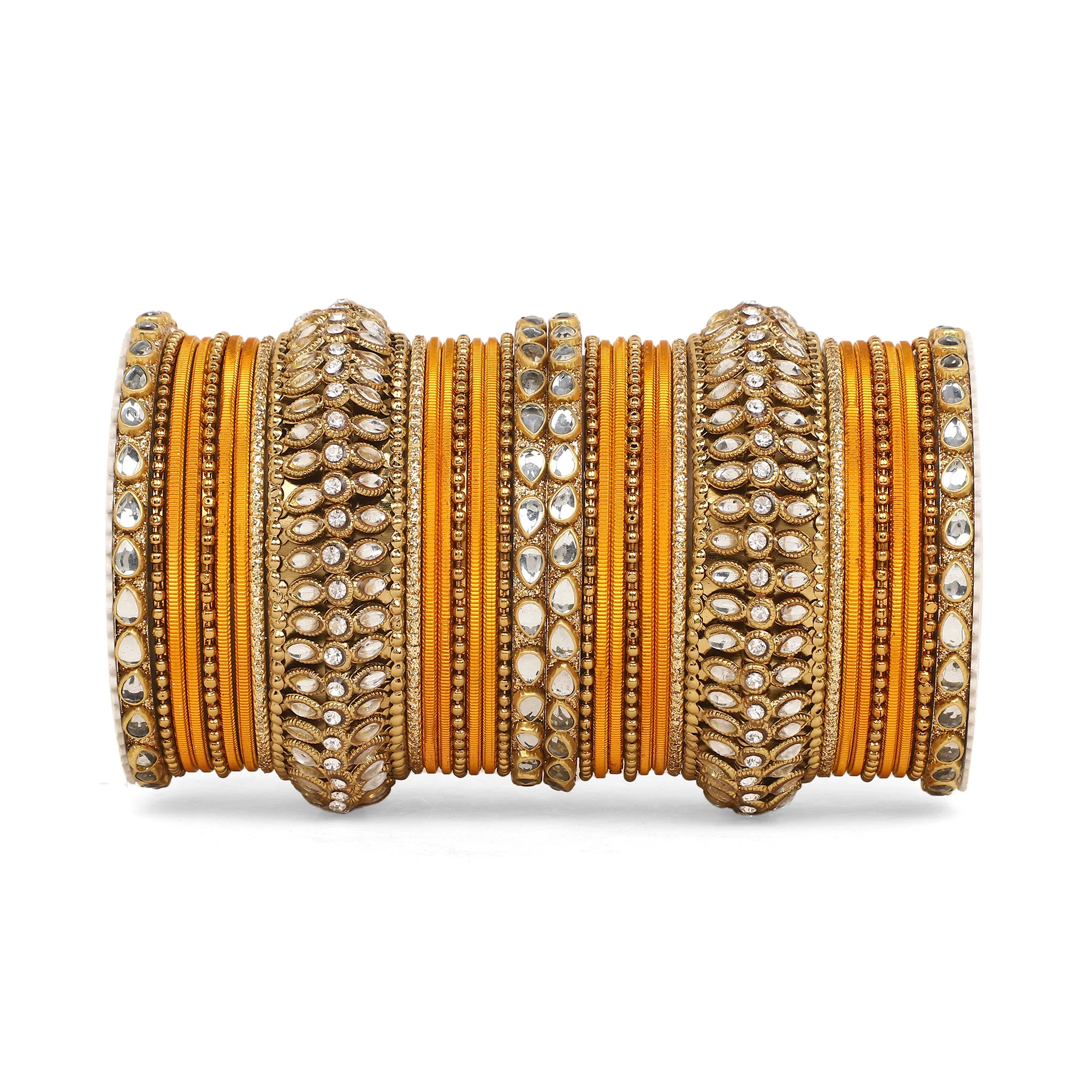 Set of 34 Shining Kundan bangle set by Leshya - Image 8