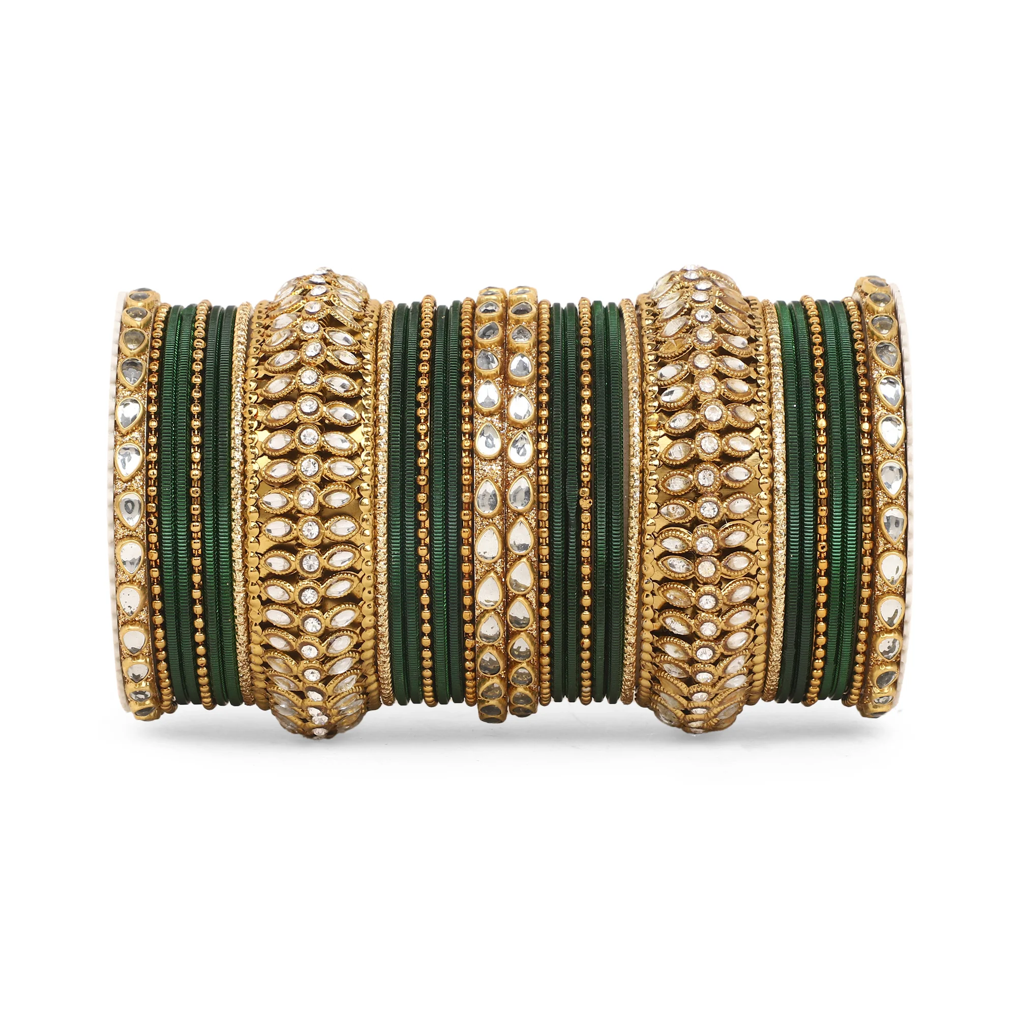 Set of 34 Shining Kundan bangle set by Leshya - Image 9
