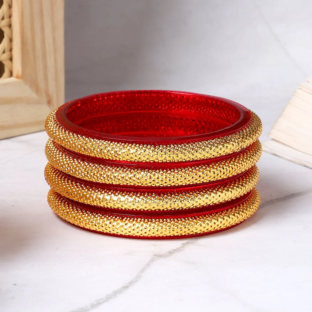 Set of 4 Golden Dailywear Bracelets by Leshya - Image 2