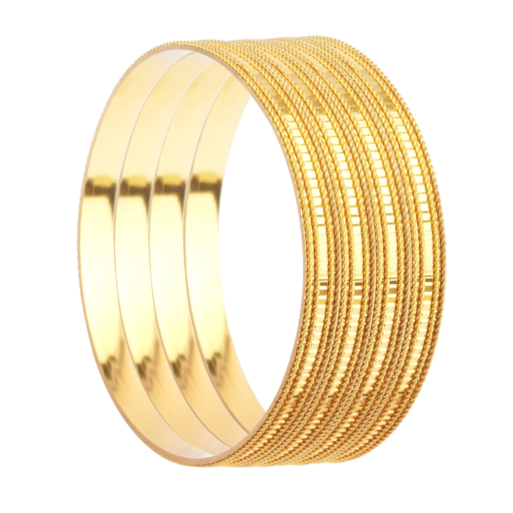 Set of 4 Golden Kada With Intricate Border for Dailywear by Leshya - Image 3