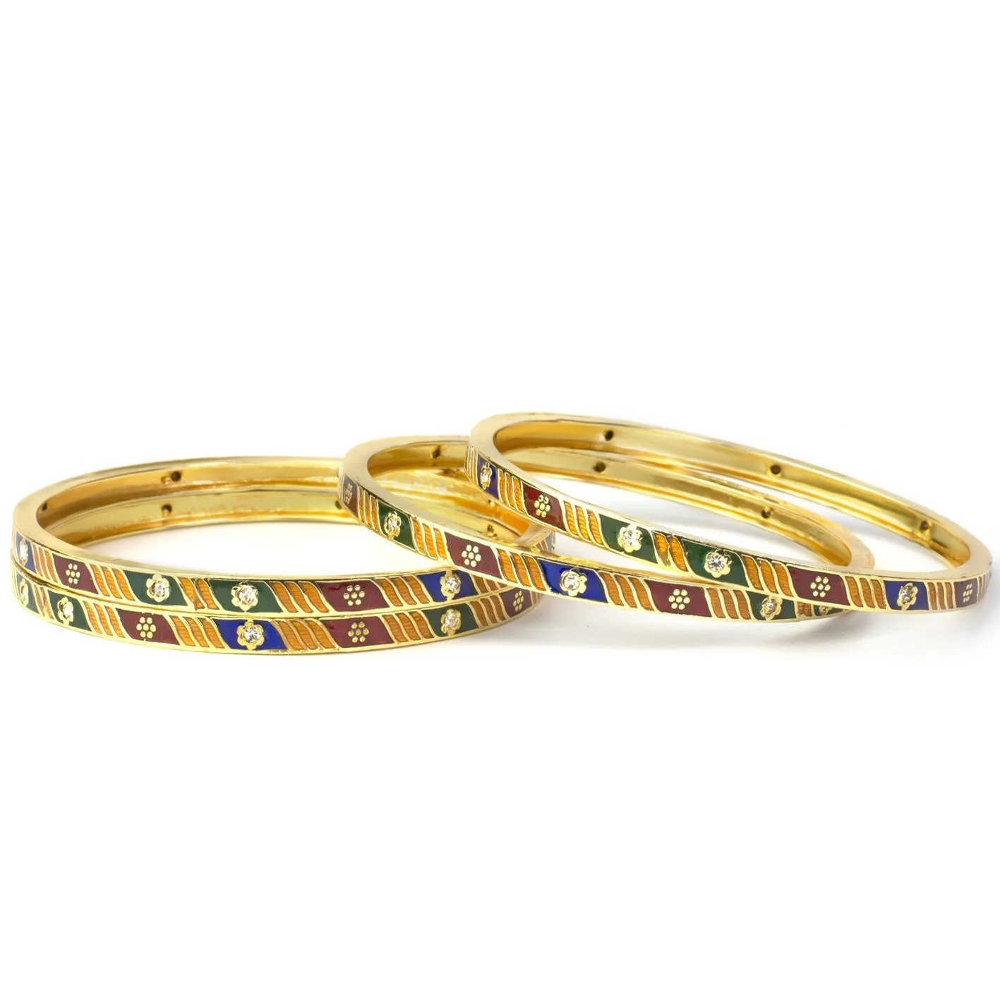Set of 4 Hand-painted Meenakari Bracelets for Everyday Use - Image 2