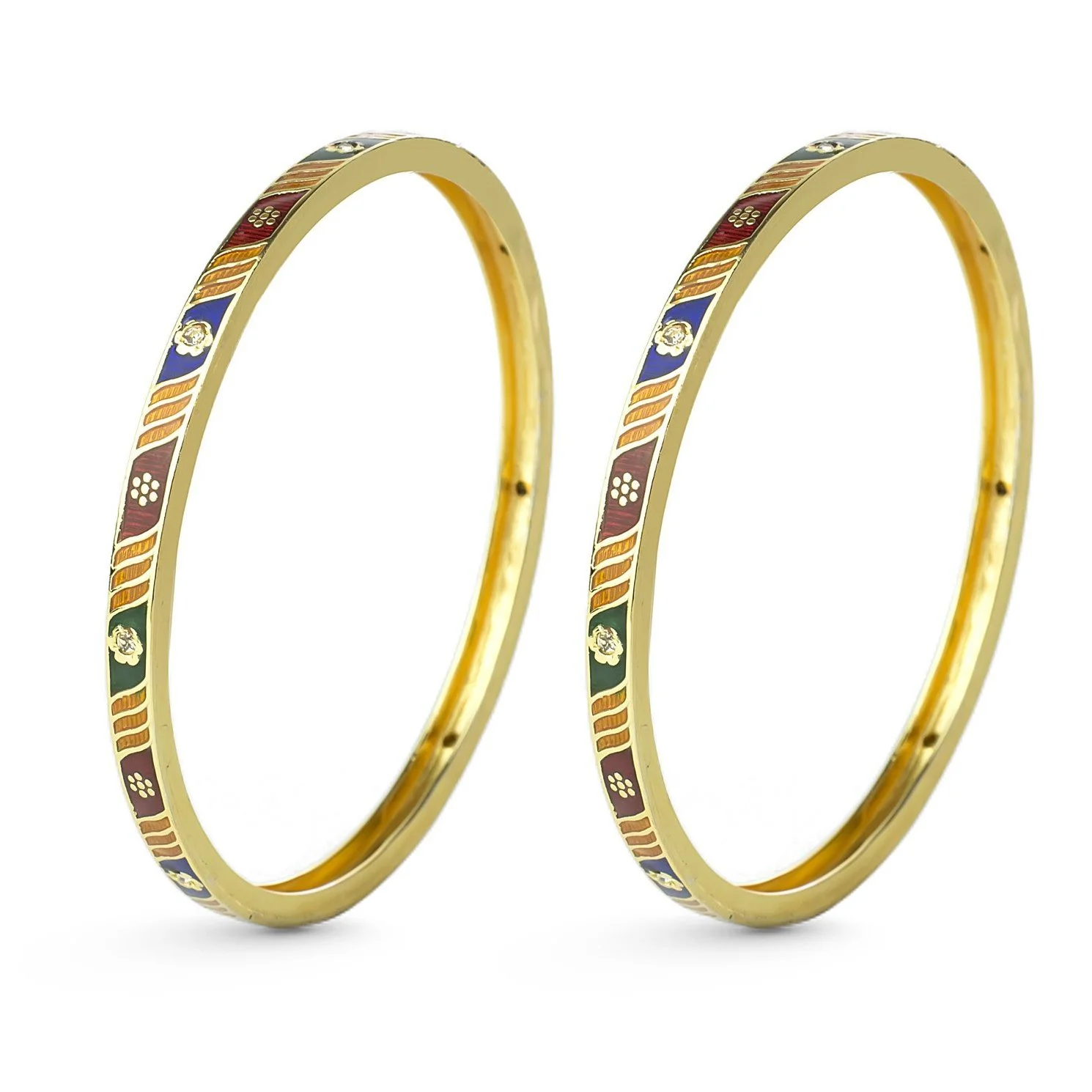 Set of 4 Hand-painted Meenakari Bracelets for Everyday Use - Image 3