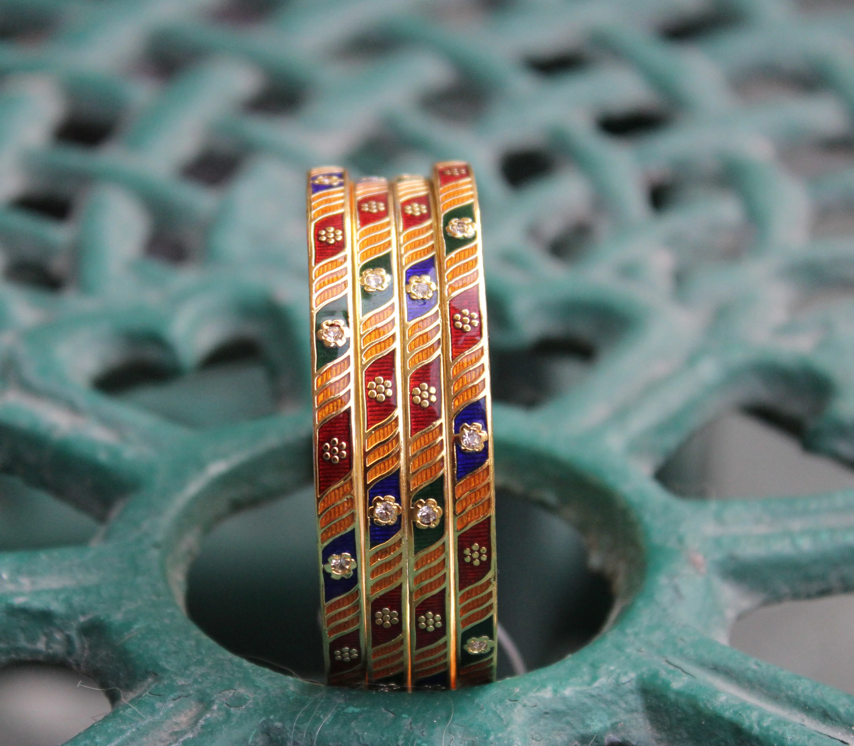 Set of 4 Hand-painted Meenakari Bracelets for Everyday Use - Image 4