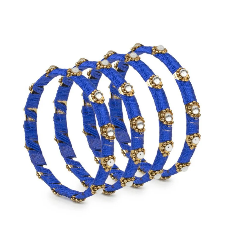 Set of 4 Silk Thread Bracelets with Kundan Style Stone - Image 13