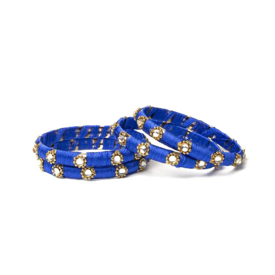 Set of 4 Silk Thread Bracelets with Kundan Style Stone - Image 14
