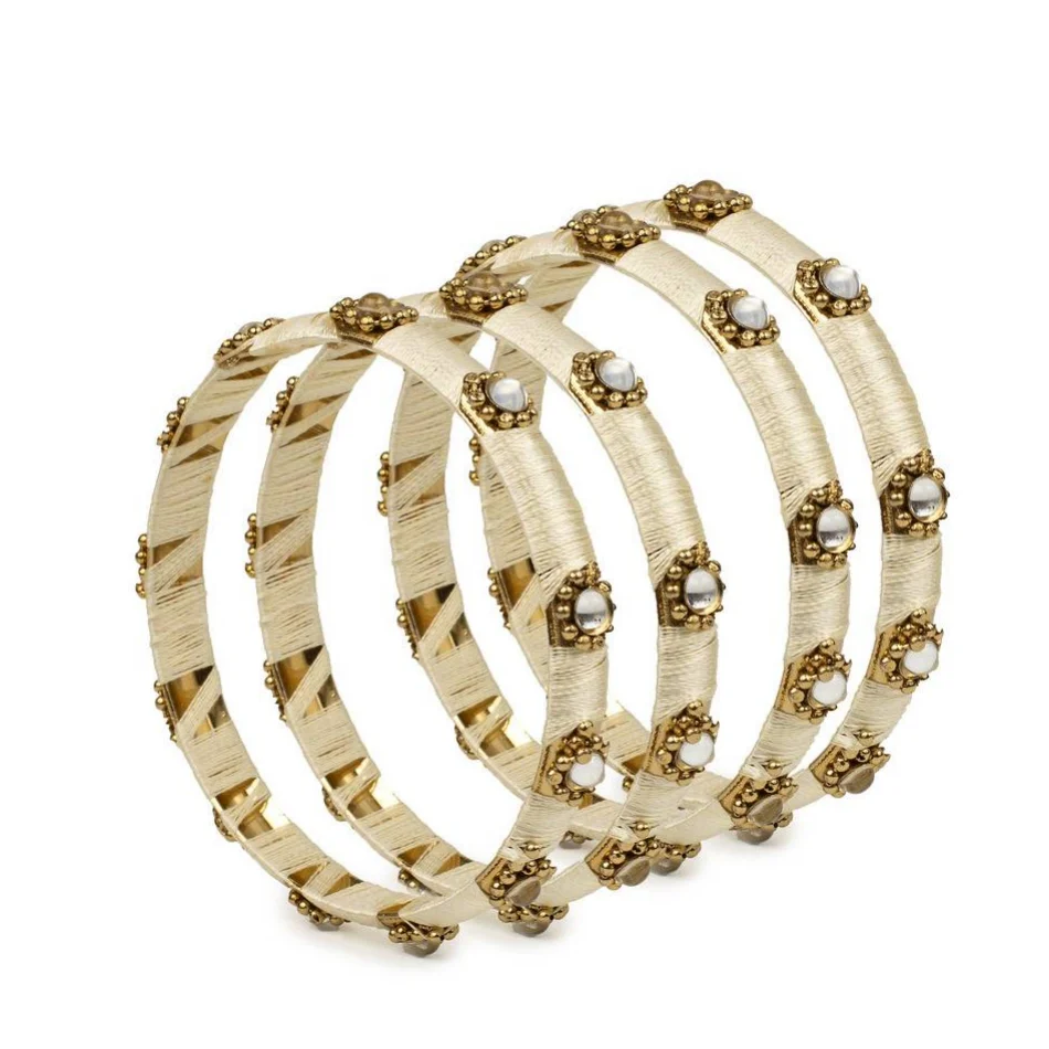 Set of 4 Silk Thread Bracelets with Kundan Style Stone - Image 15