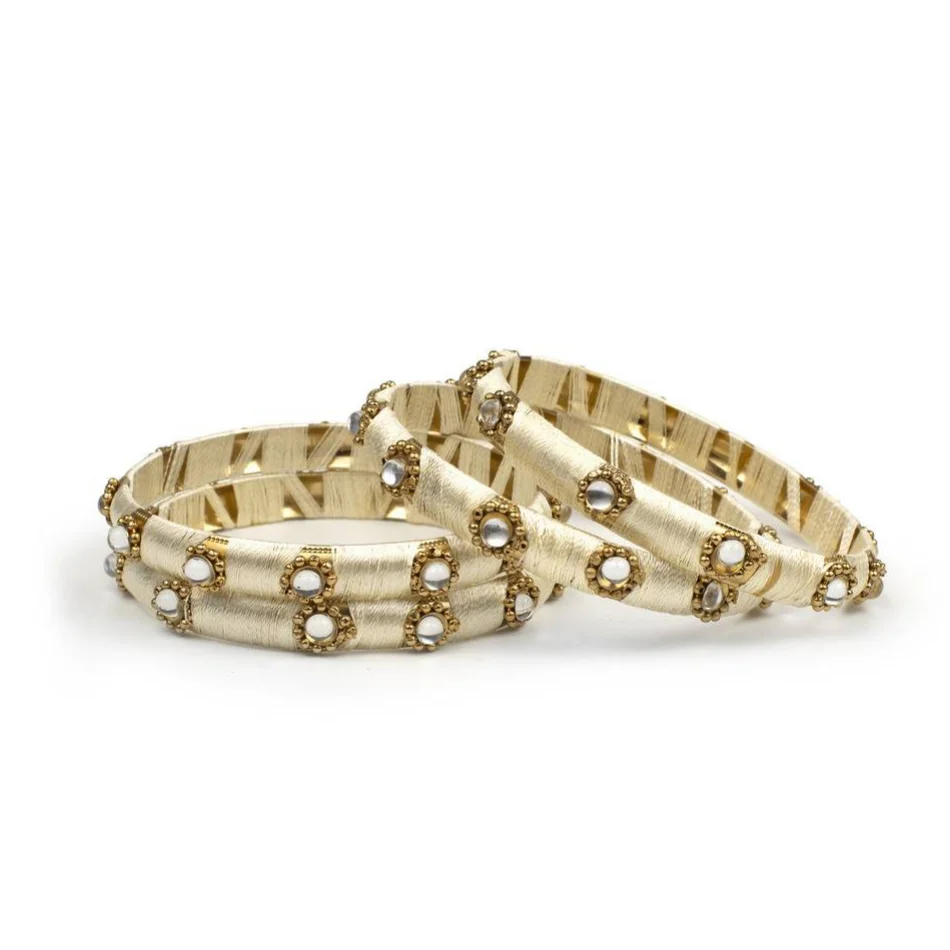 Set of 4 Silk Thread Bracelets with Kundan Style Stone - Image 16