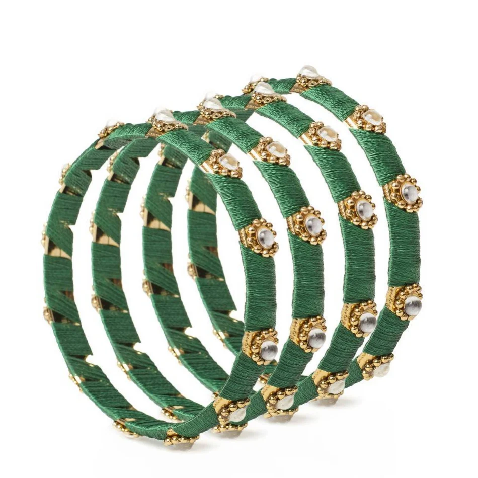 Set of 4 Silk Thread Bracelets with Kundan Style Stone - Image 17