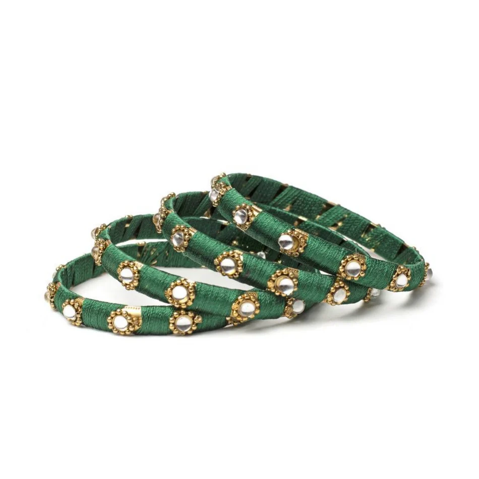 Set of 4 Silk Thread Bracelets with Kundan Style Stone - Image 18
