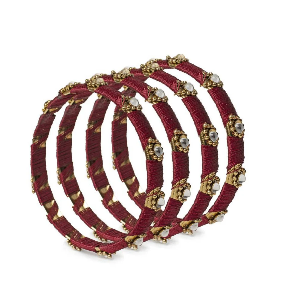 Set of 4 Silk Thread Bracelets with Kundan Style Stone - Image 21