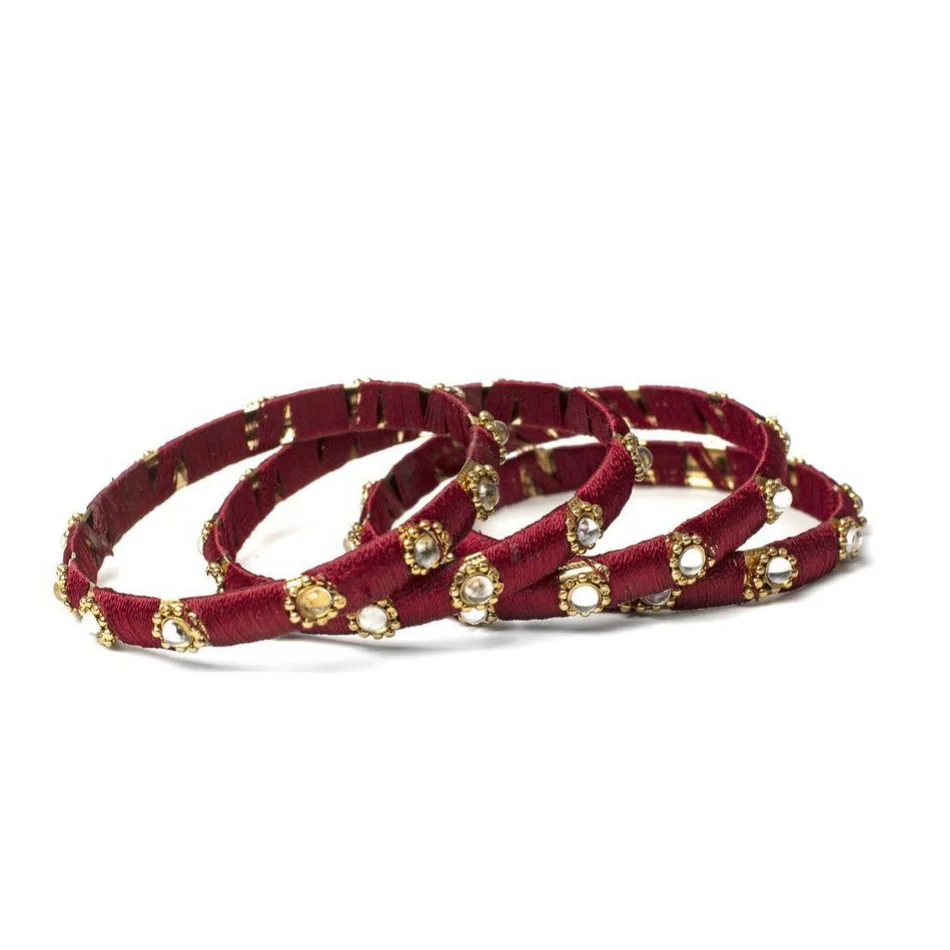 Set of 4 Silk Thread Bracelets with Kundan Style Stone - Image 22