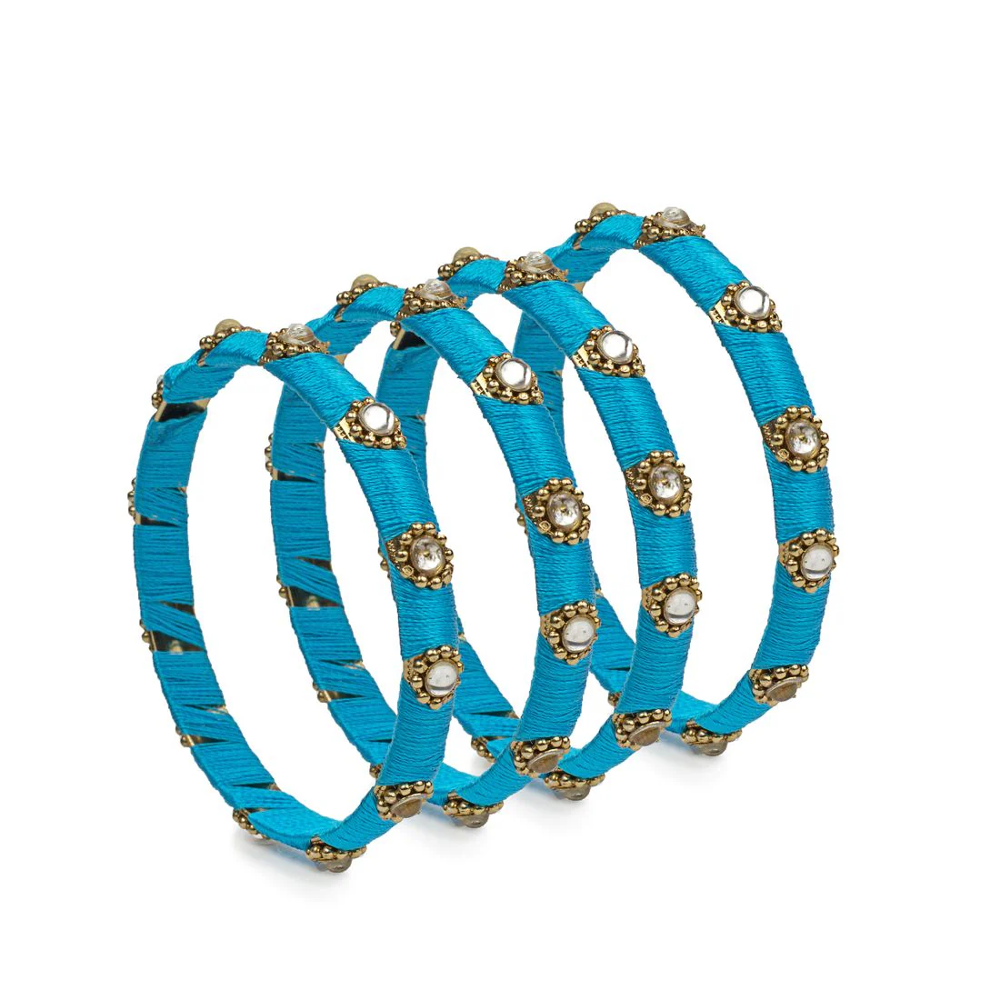 Set of 4 Silk Thread Bracelets with Kundan Style Stone - Image 23