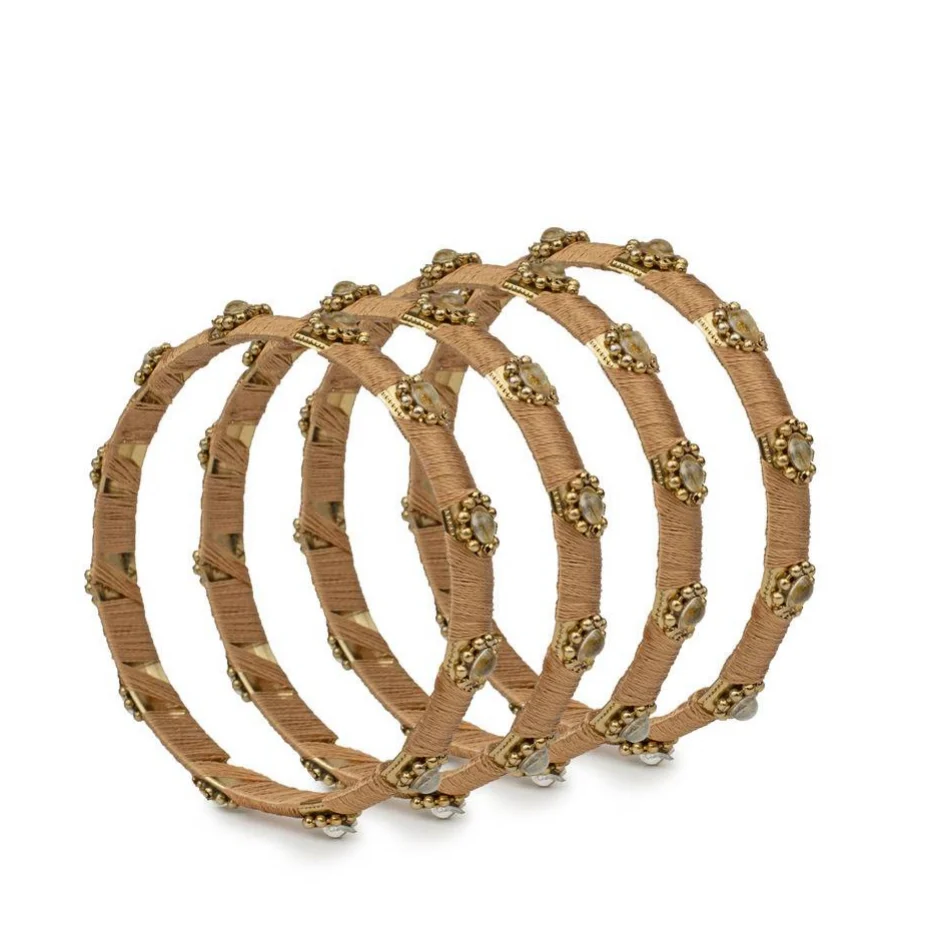 Set of 4 Silk Thread Bracelets with Kundan Style Stone - Image 7