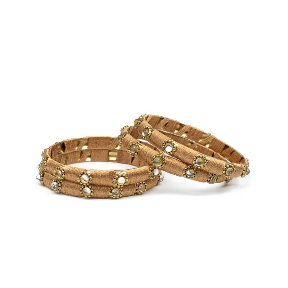 Set of 4 Silk Thread Bracelets with Kundan Style Stone - Image 8