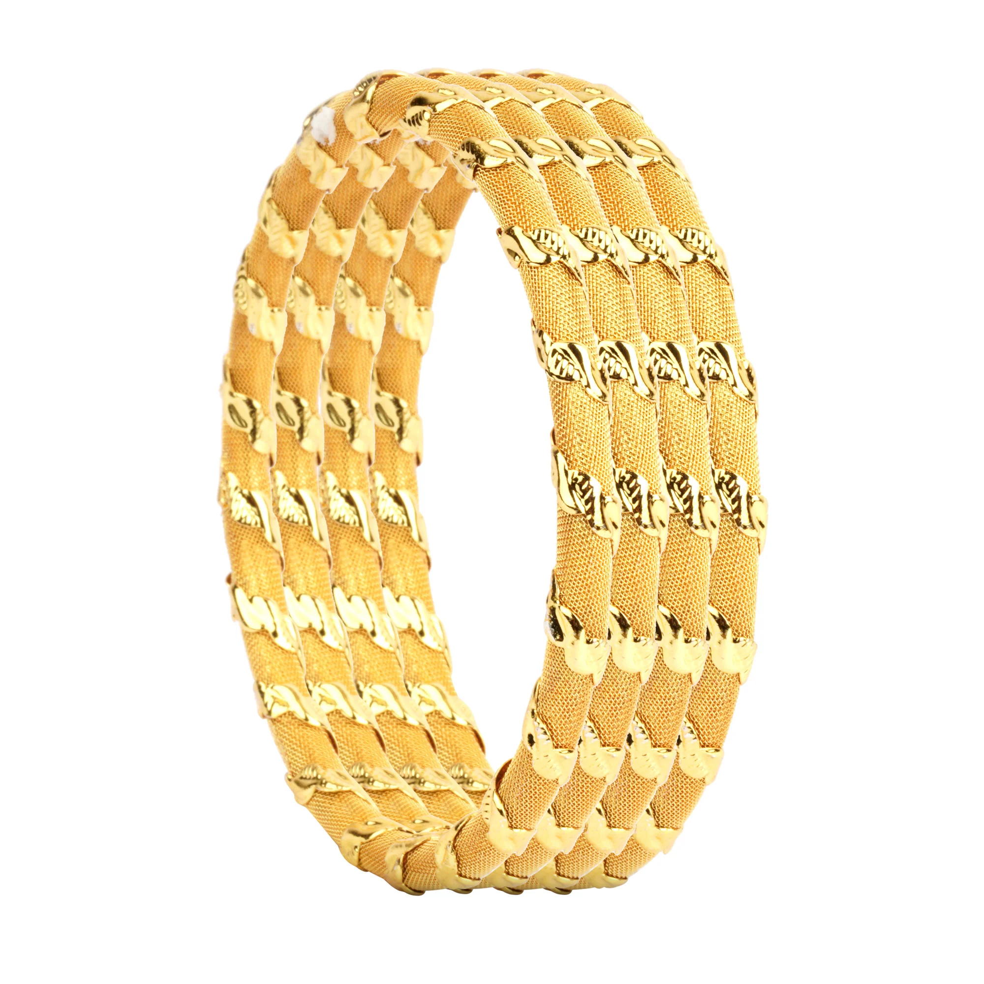 Set of 4 Wire mesh Golden Kada for Dailywear by Leshya - Image 4