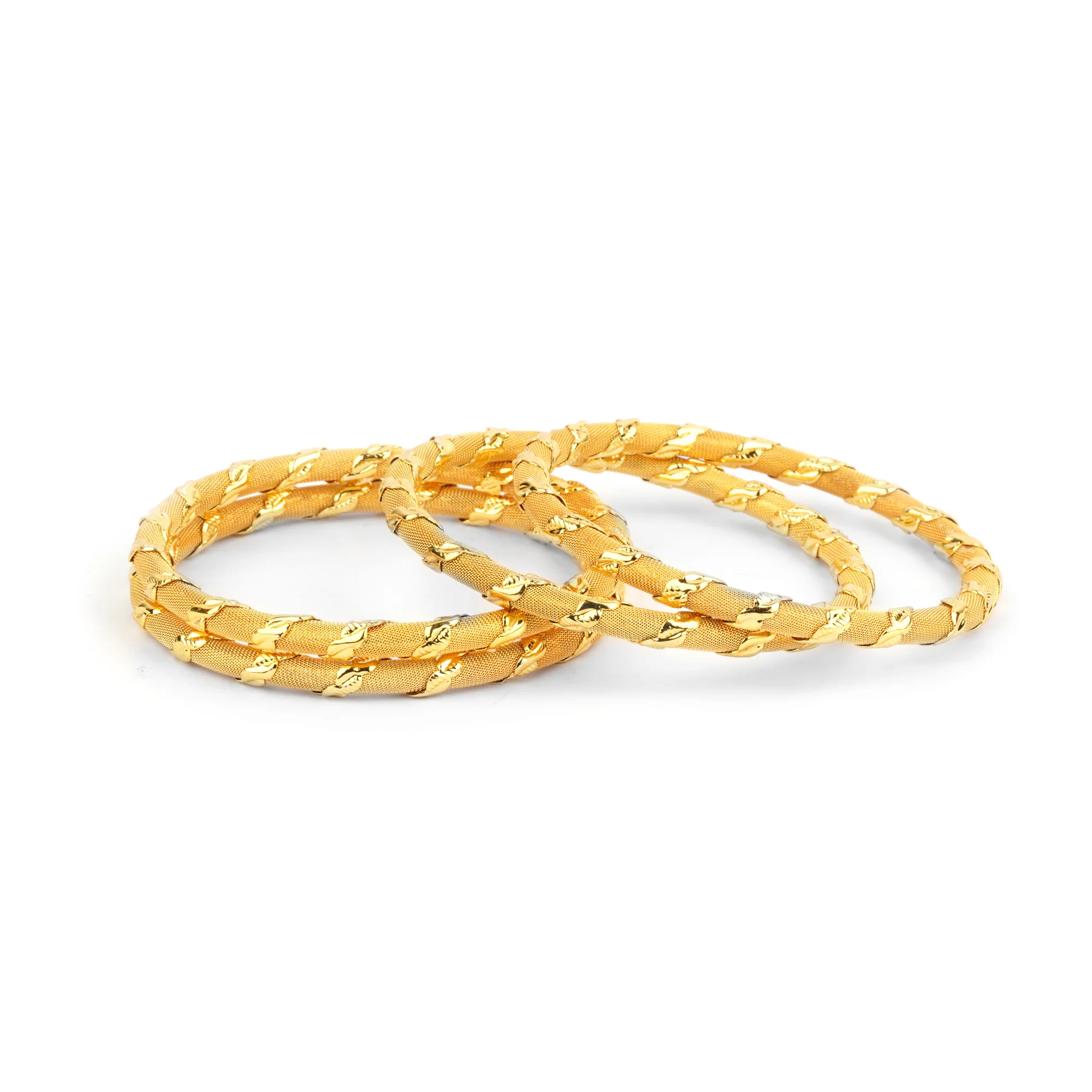 Set of 4 Wire mesh Golden Kada for Dailywear by Leshya - Image 5