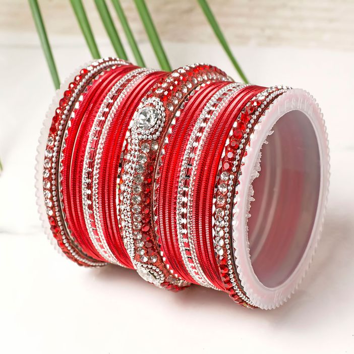 Set of 54 Shinning Metal Lac bangle set by Leshya - Image 13