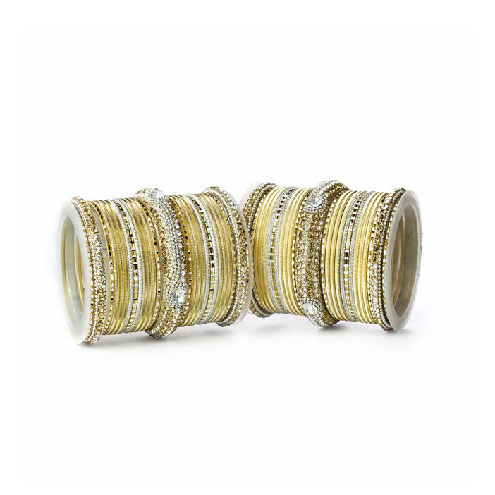 Set of 54 Shinning Metal Lac bangle set by Leshya - Image 14