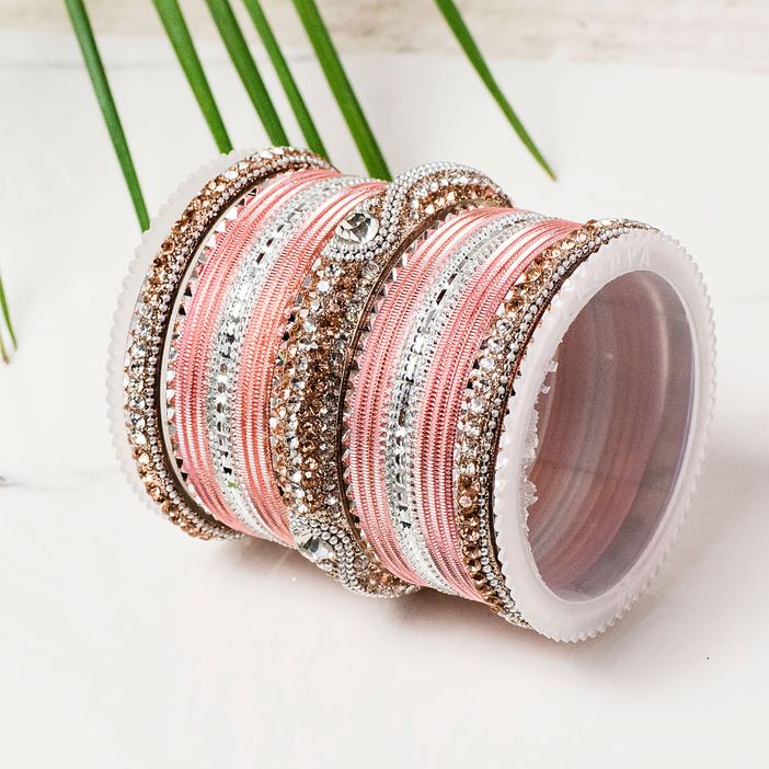Set of 54 Shinning Metal Lac bangle set by Leshya - Image 25