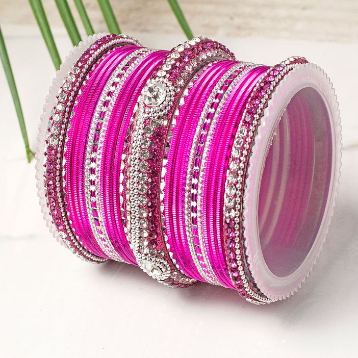 Set of 54 Shinning Metal Lac bangle set by Leshya - Image 4