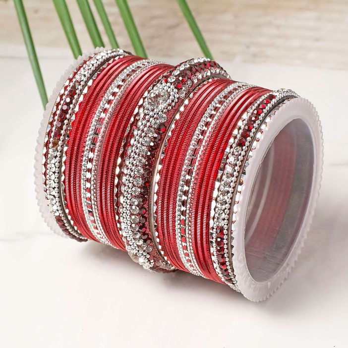Set of 54 Shinning Metal Lac bangle set by Leshya - Image 9