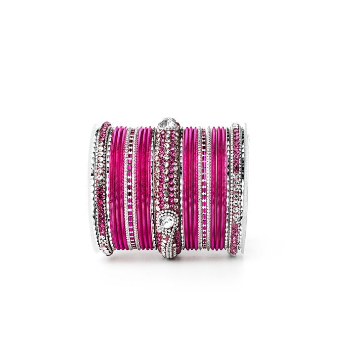 Set of 54 Shinning Metal Lac bangle set by Leshya - Image 14
