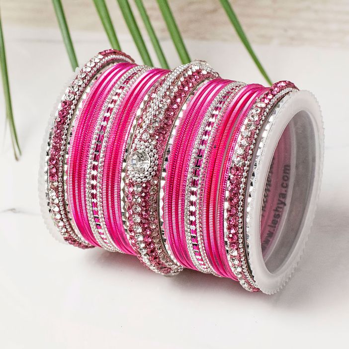 Set of 54 Shinning Metal Lac bangle set by Leshya - Image 15
