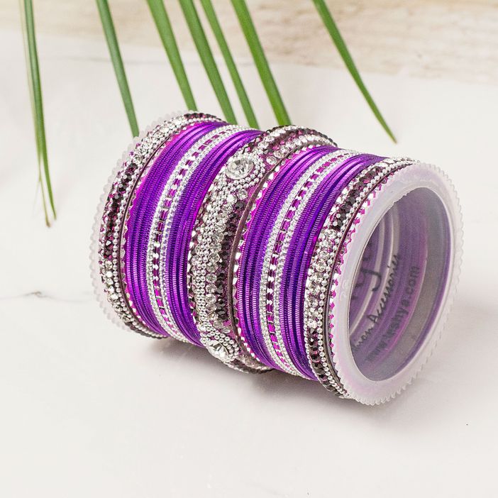 Set of 54 Shinning Metal Lac bangle set by Leshya - Image 24