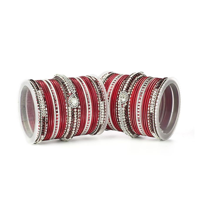 Set of 54 Shinning Metal Lac bangle set by Leshya - Image 7