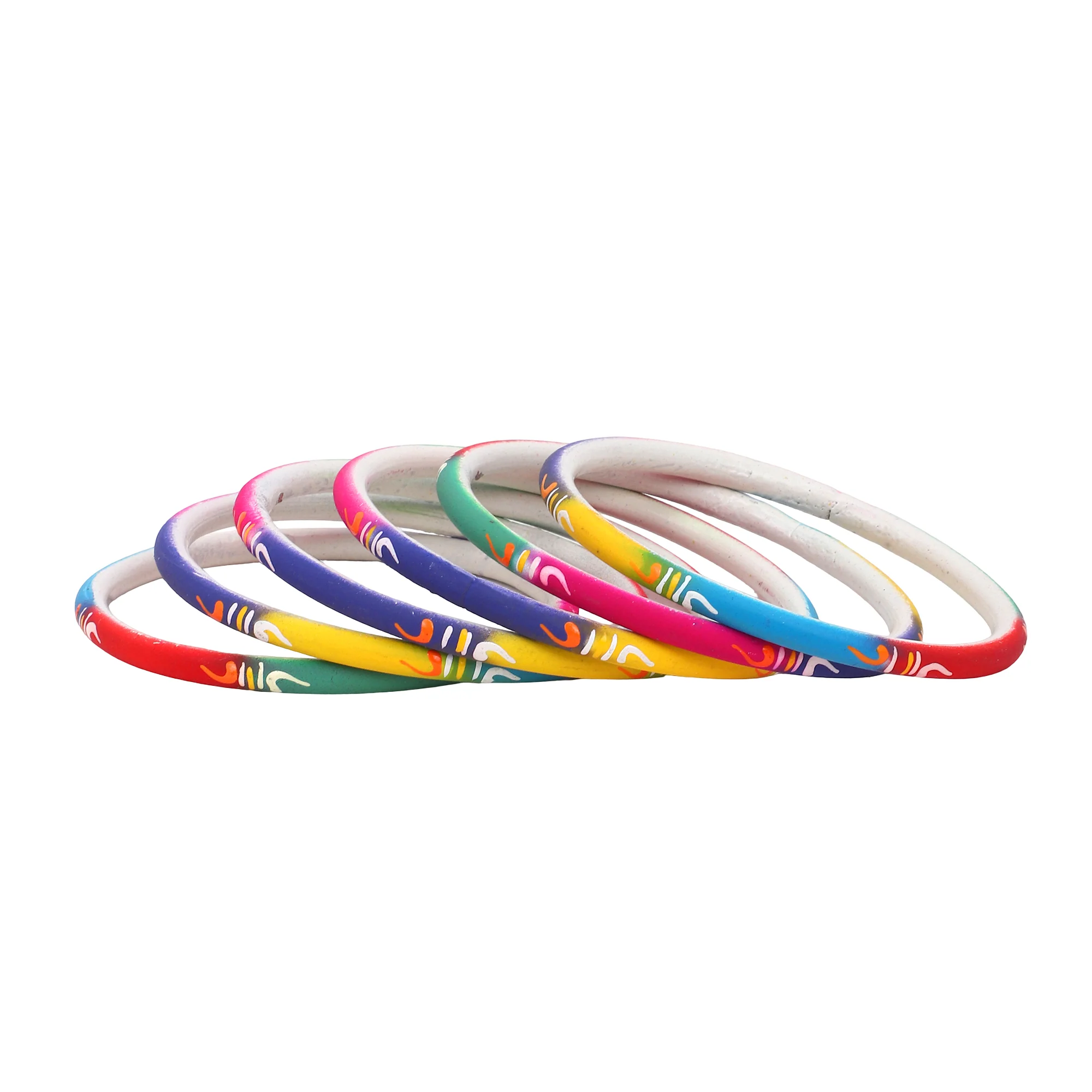 Set of 6 Multicoloured Handpainted Bracelets by Leshya - Image 3