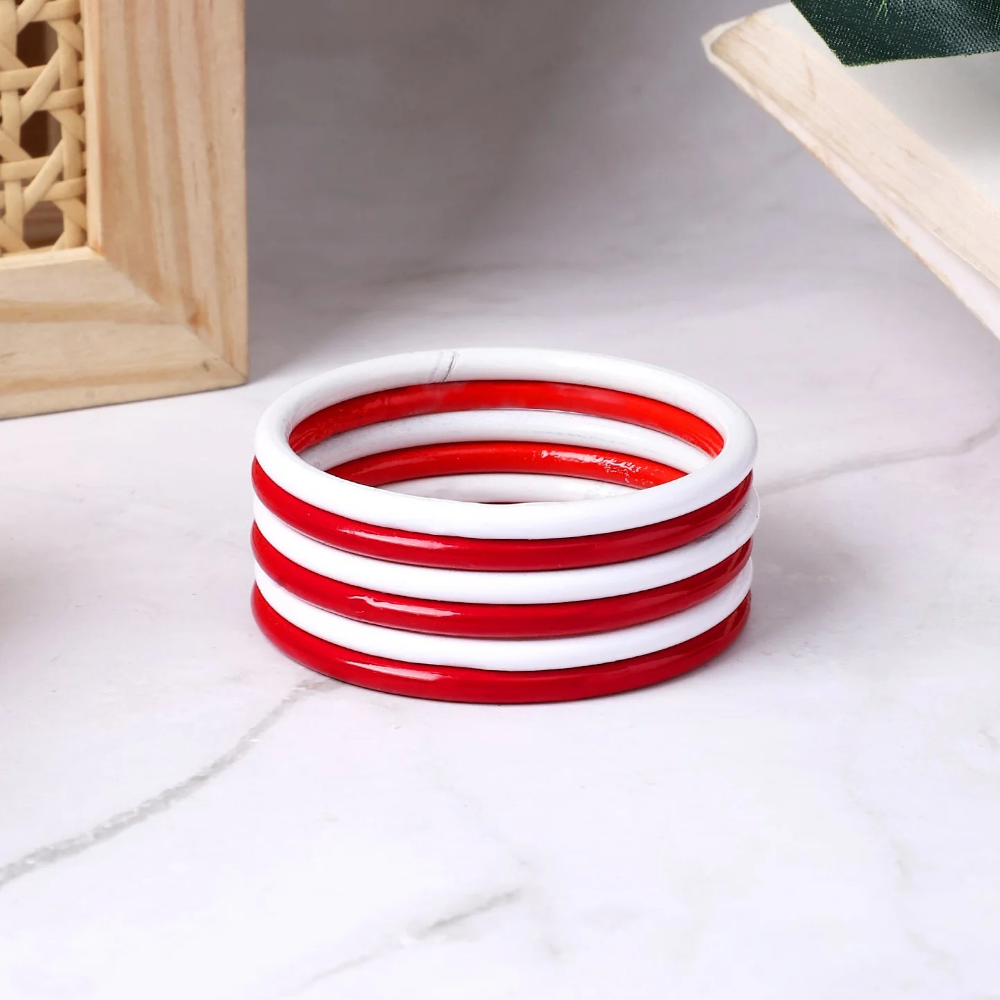 Set of 6 Multicoloured Handpainted Bracelets by Leshya - Image 5