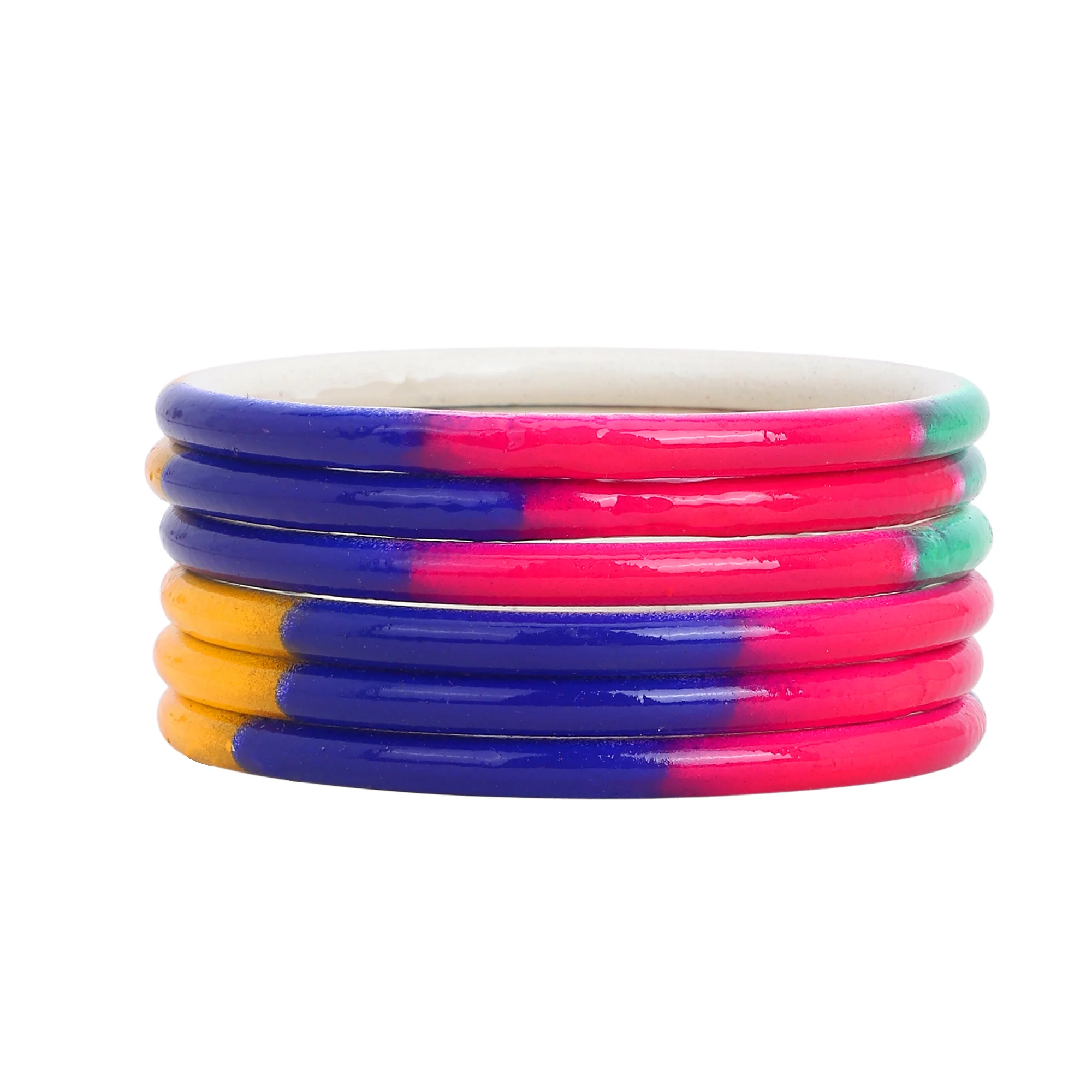 Set of 6 Multicoloured Handpainted Bracelets by Leshya - Image 7