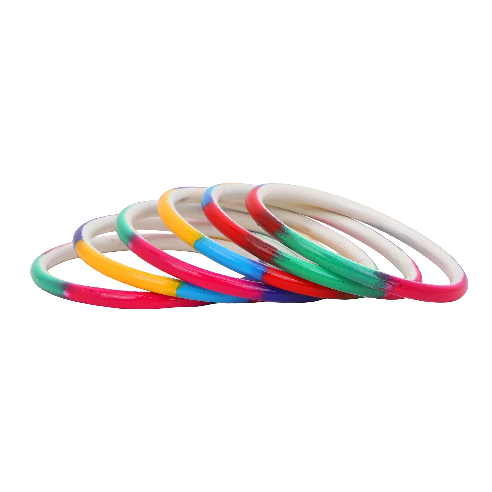 Set of 6 Multicoloured Handpainted Bracelets by Leshya - Image 8