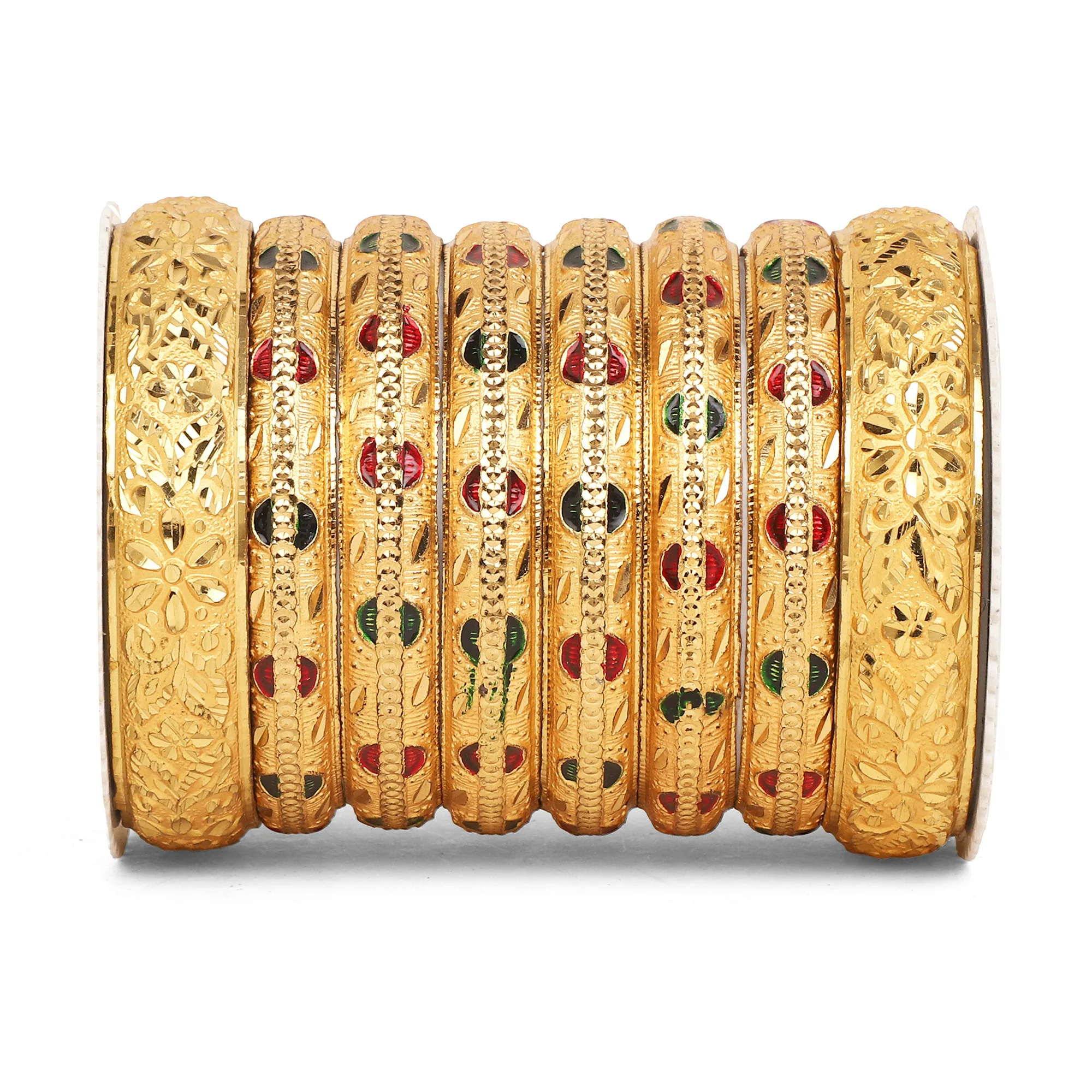 Set of 8 Gold Guarantee Kada Bracelet set by Leshya - Image 2