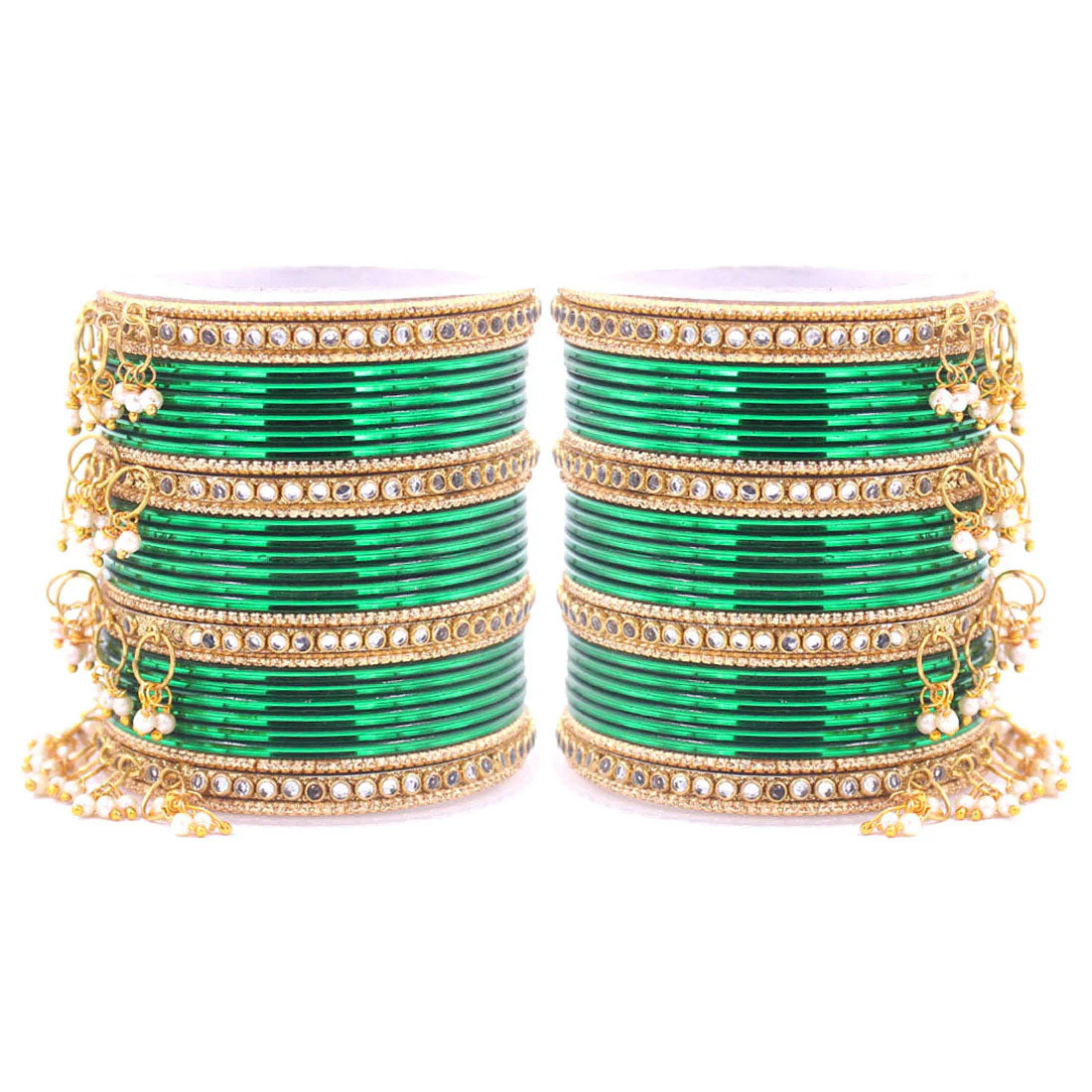 Shining Bangle Set with beaded Jhumki by Leshya - Image 10