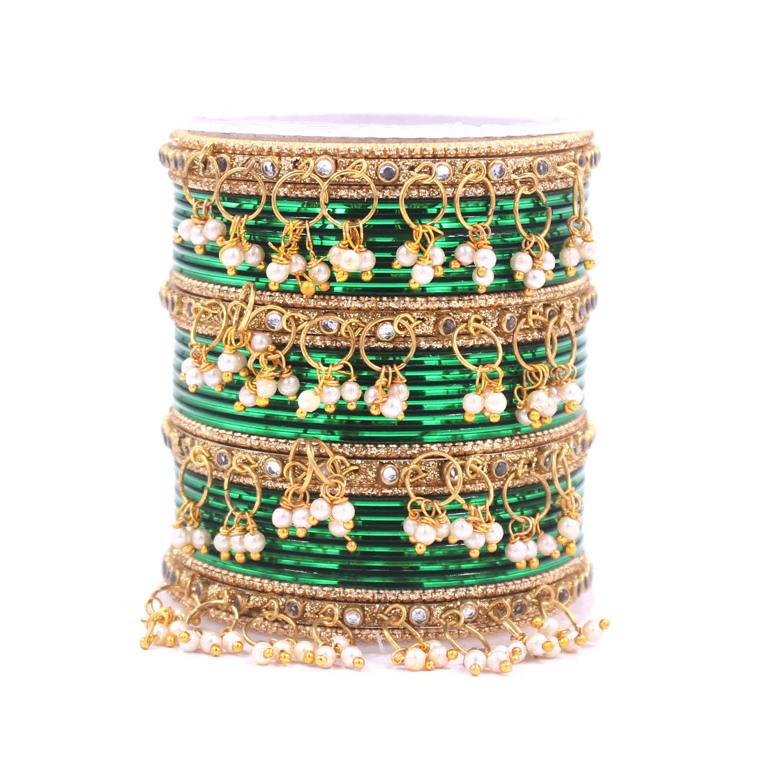 Shining Bangle Set with beaded Jhumki by Leshya - Image 11