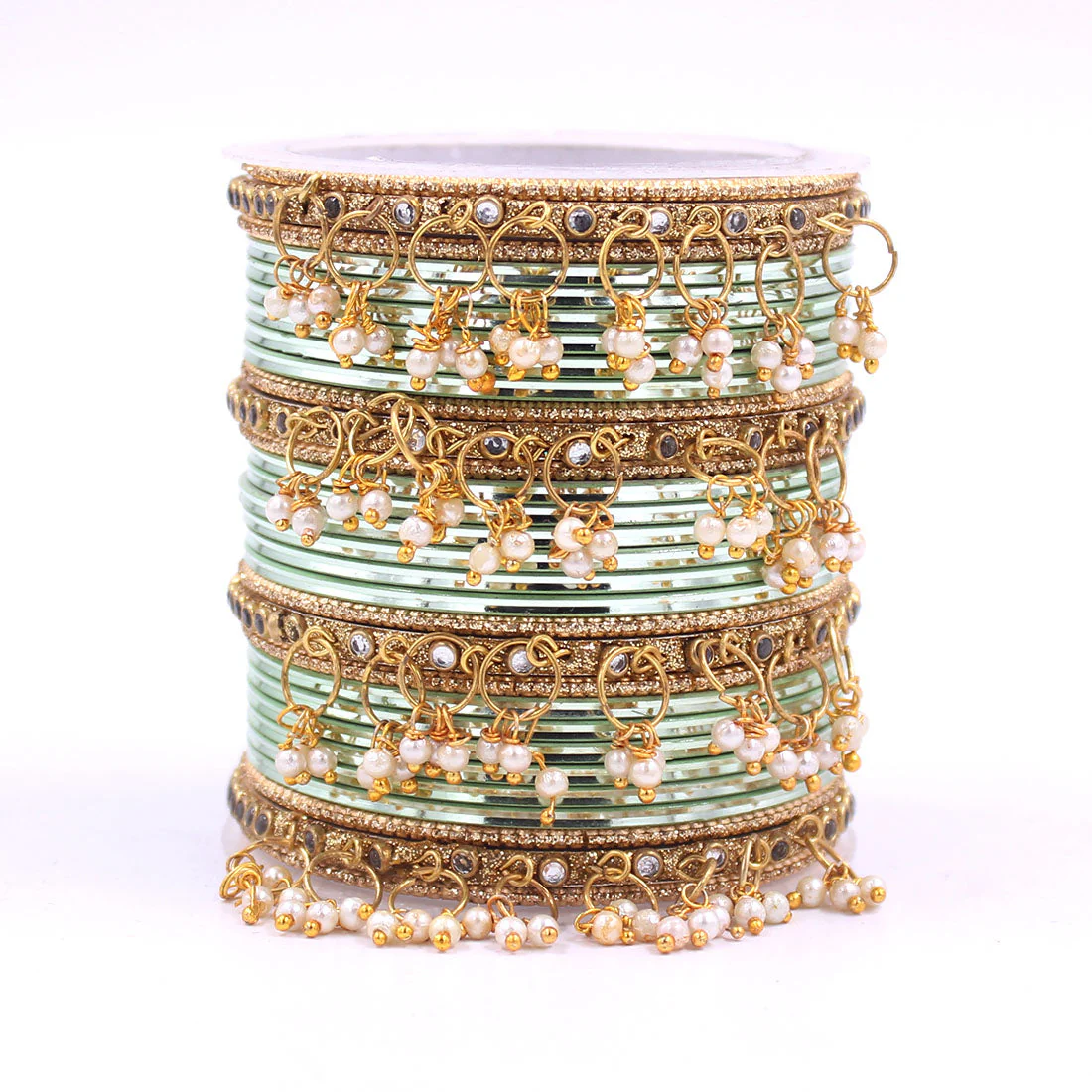 Shining Bangle Set with beaded Jhumki by Leshya - Image 17