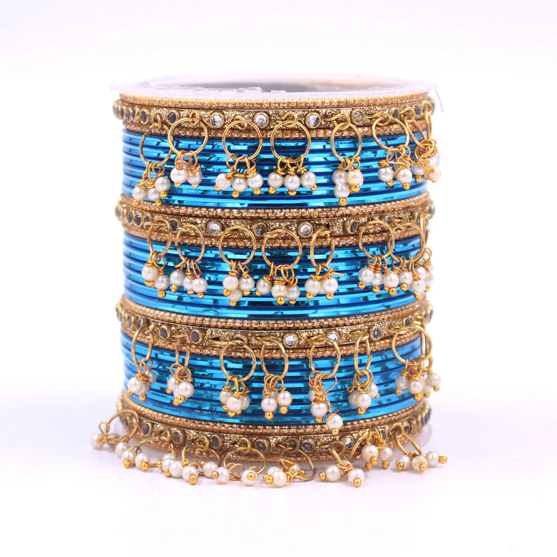 Shining Bangle Set with beaded Jhumki by Leshya - Image 9