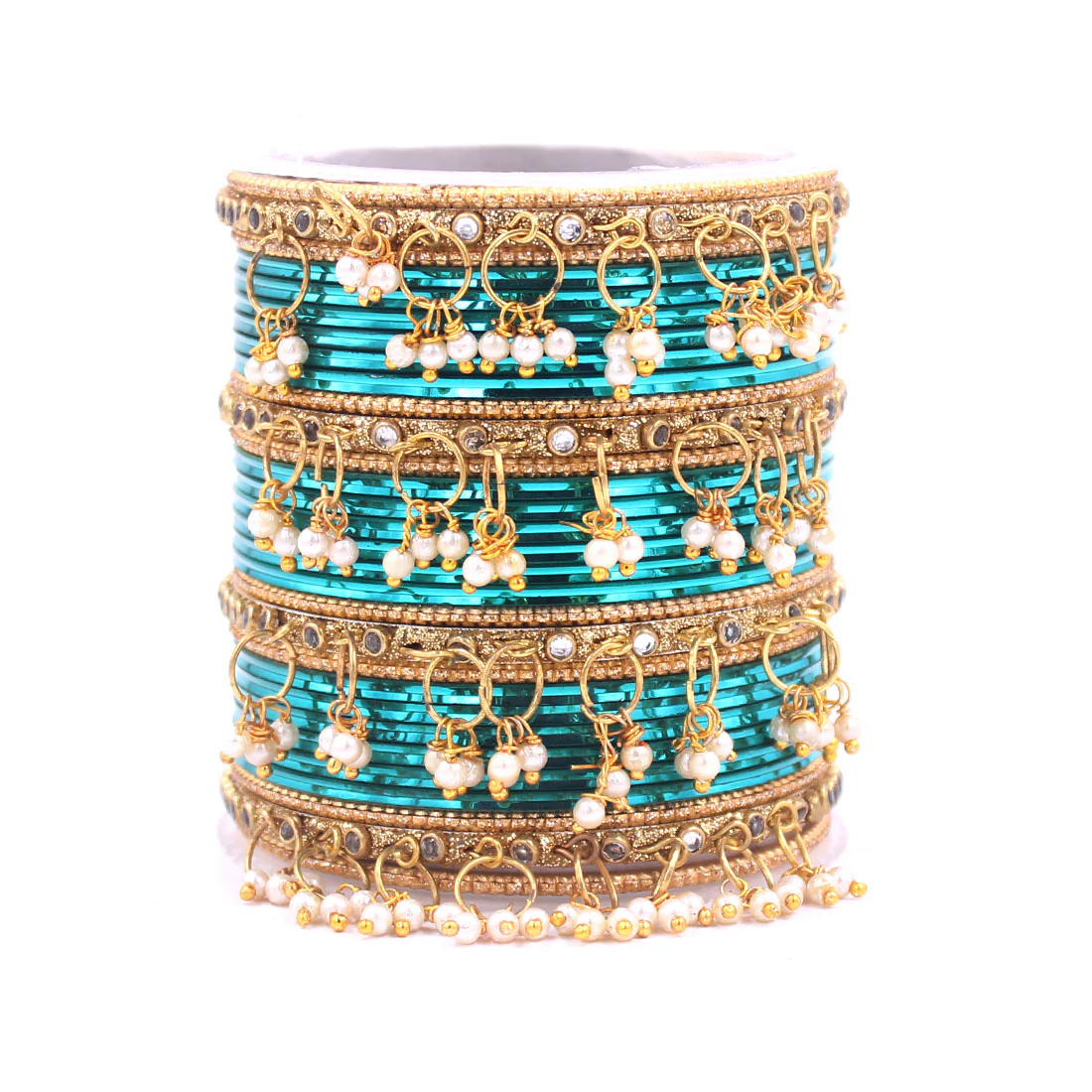 Shining Bangle Set with beaded Jhumki by Leshya - Image 17