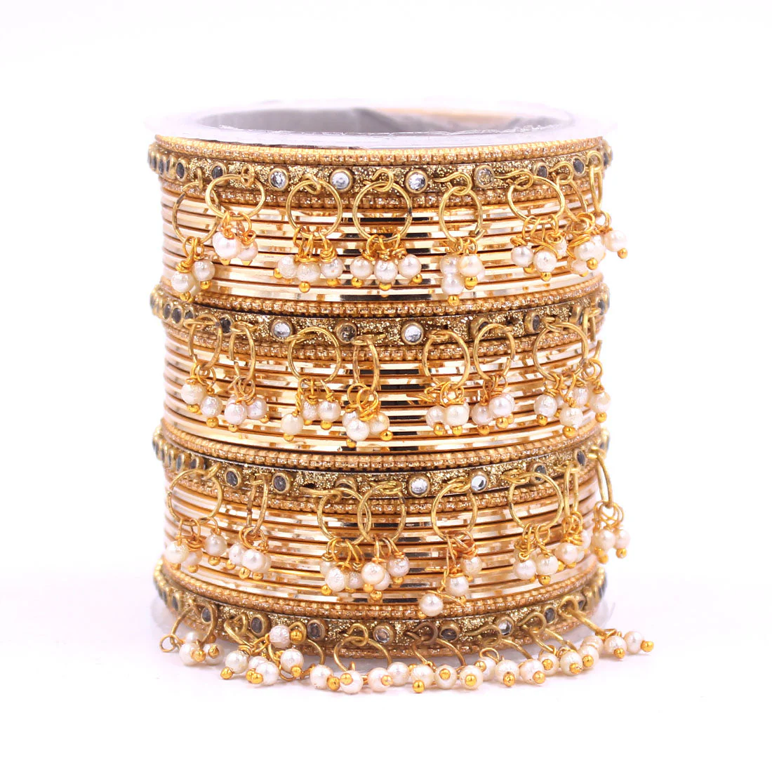 Shining Bangle Set with beaded Jhumki by Leshya - Image 5
