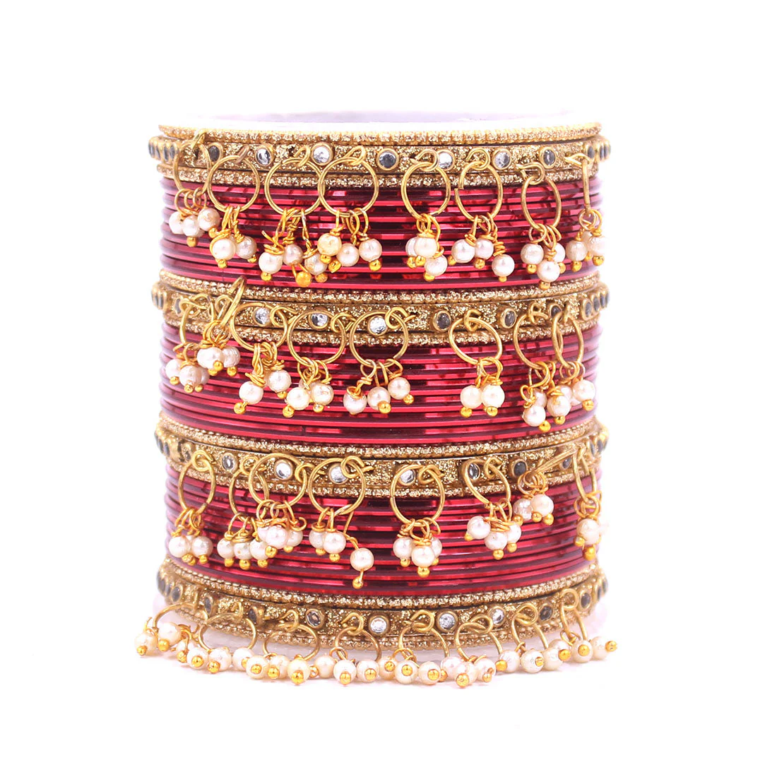 Shining Bangle Set with beaded Jhumki by Leshya - Image 9